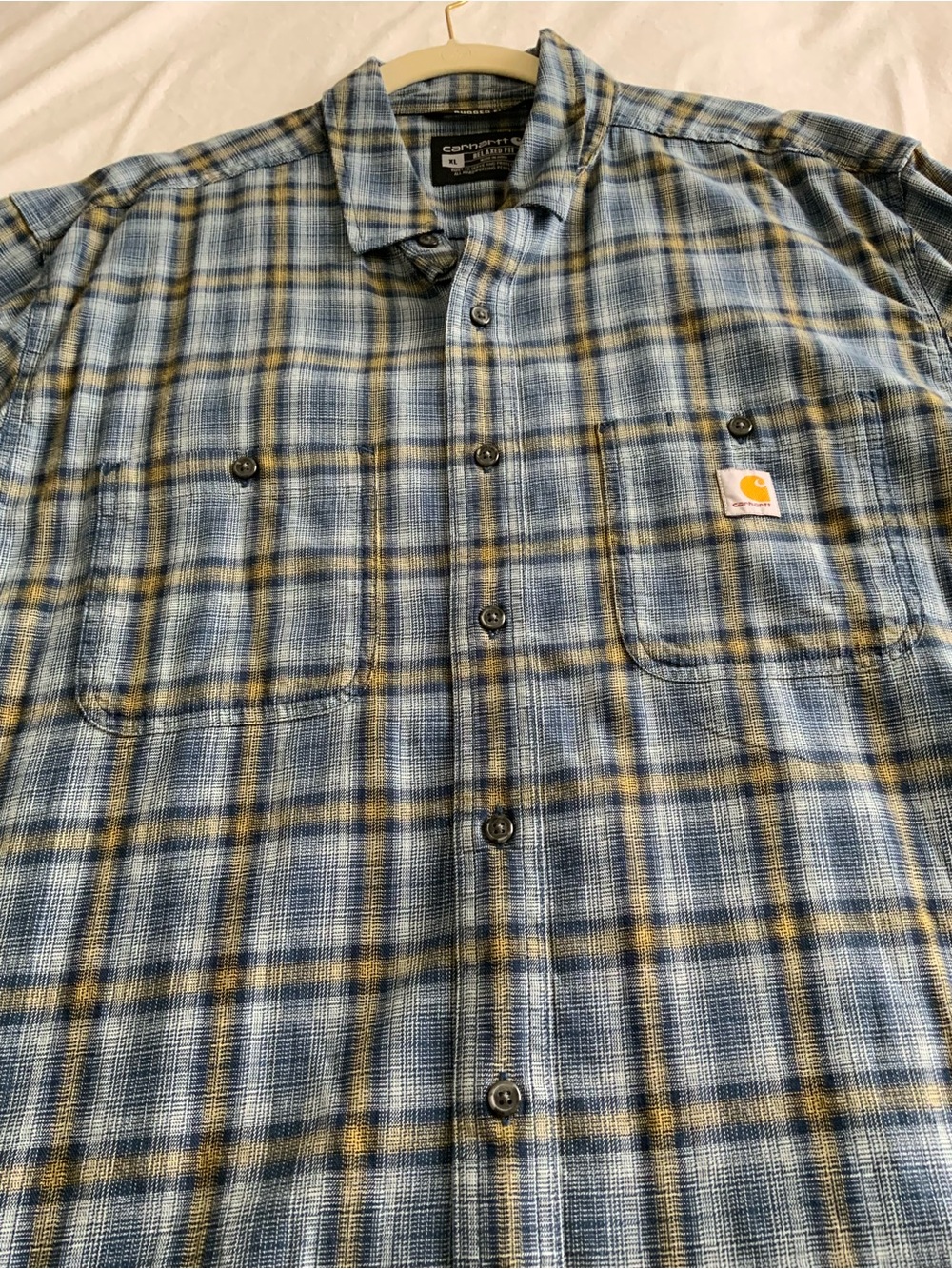 Carhartt Men's Blue & Gray Plaid Button-Down Shirt